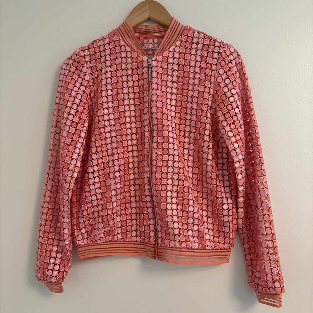 Elie Tahari Coral Bomber Jacket with Circular Design